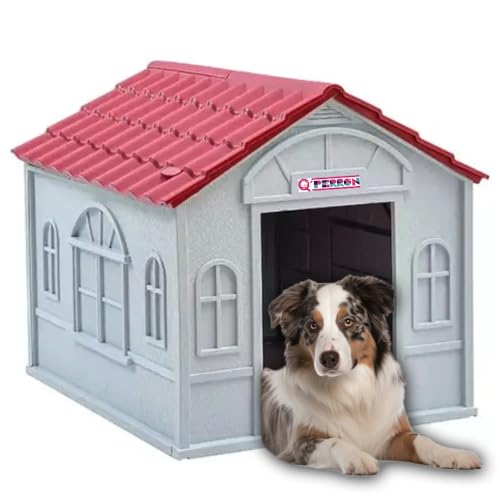 Accesorios, Video On Demand Q PERRON | Casa para Perros Chicos y Medianos | Plástico Resistente y de Alta Calidad | Térmica con Ventilación | Sin filraciones de Agua | 75 x 62 x 64 cm.
