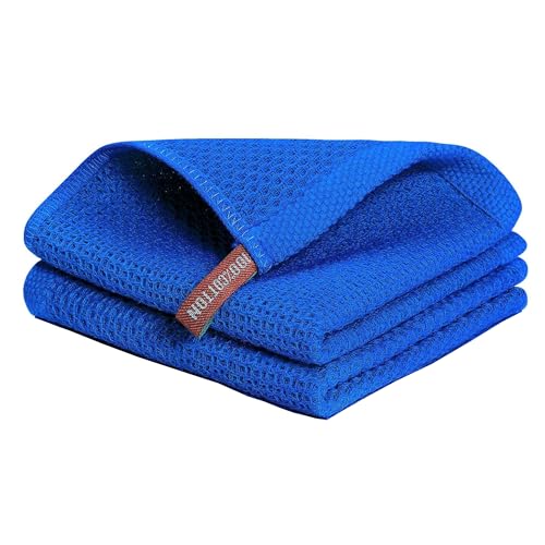 Image of 100% Cotton Kitchen Dish Cloths, 6 Pack Waffle Weave Ultra Soft Absorbent Dish Towels for Drying Dishes Quick Drying Kitchen Towels Dish Rags, 13.4 X 13.4 Inches (Light Blue, Pack of 2)