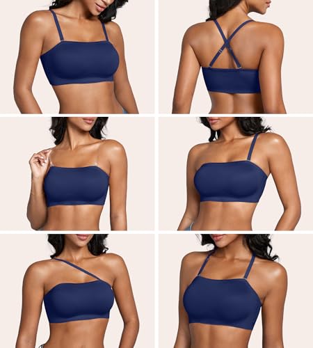 Image of DEANGELMON Strapless Bras for Women Non-Slip Silicone Bandeau Seamless Tube Top Bralette Comfy Non Padded Stretchy Stylish