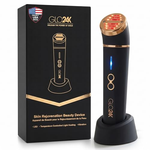 GLO24K Red Light Beauty Device for Face & Neck 3-in-1 Facial and Neck Massager with Triple LED & Advanced Vibration Technology