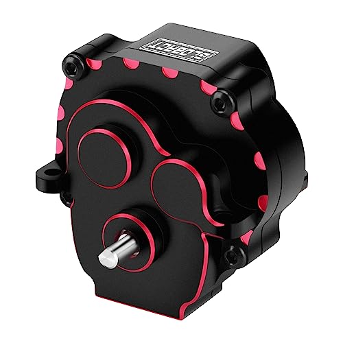 GLOBACT Aluminum Transmission Gearbox with Stainless Steel Gear Set Low Range 40.3:1 Reduction Ratio Transmission Gear Set for 1/18 TRX4M Upgrade Parts (Black Red)