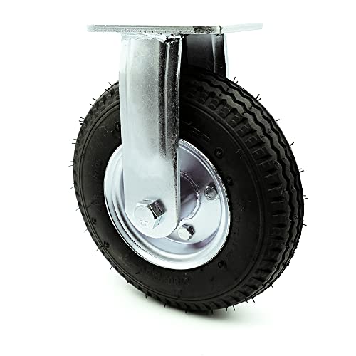 Service Caster Brand - 8 Inch Rigid Pneumatic Caster - Black Rubber Wheel - Heavy Duty - 300 lbs. Capacity