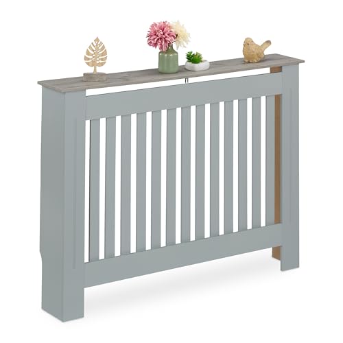 Relaxdays Heizkörperverkleidung, Lamellen, HBT 83x112x19 cm...