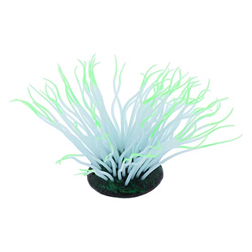 Perfeclan シリコン製 人工植物 人工水草 安全 発光 匹形 直径約7 cm 吸盤付き 全3色, グリーン