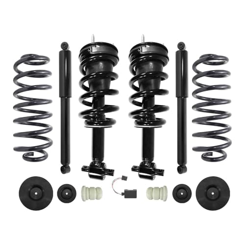 Air Ride Suspension to Front Complete Struts & Rear Shocks & Coil Springs Conversion Kit Compatible with 2007-2014 GMC Yukon XL 1500