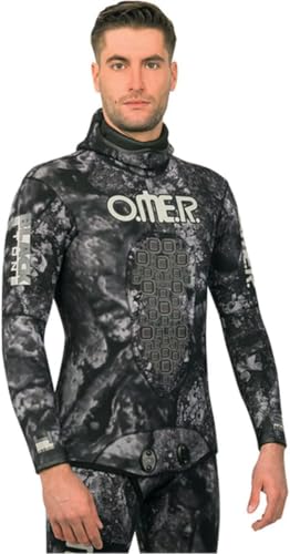 Chaqueta de traje de neopreno O.ME.R. Omer 5mm Blackstone para buceo, talla 2X Grande, camuflaje gris miniatura 3