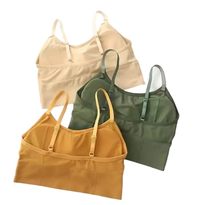 Women's Cotton Wire-Free Full Coverage Lightly Padded Sports Bra - Comfortable & Supportive Everyday Wear - Pack of 3 (Size- 32, Beige, Green, Yellow)-image-46