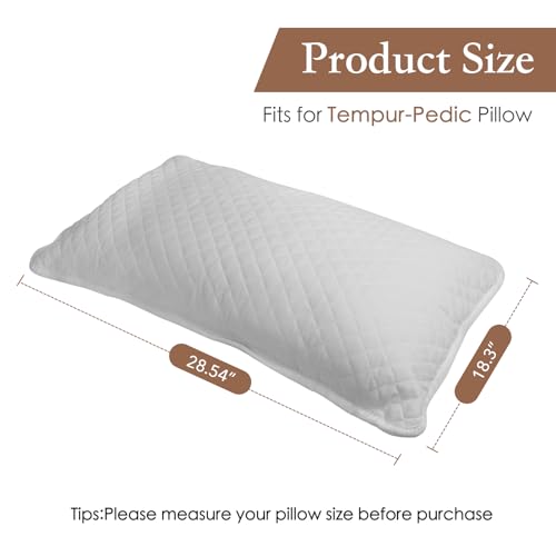 Image of Runhike Pillow Case Compatible with Tempurpedic, Waterproof & Stain Resistant, Machine Washable, Soft Polyester Fibre, White, 29 inch x 19 inch