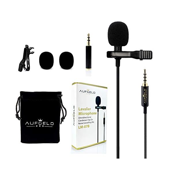 AUFGELD Professionelles Lavalier Kondensatormikrofon Kompatibel Mit Apple iPhone Android Windows Smartphones Clip On…