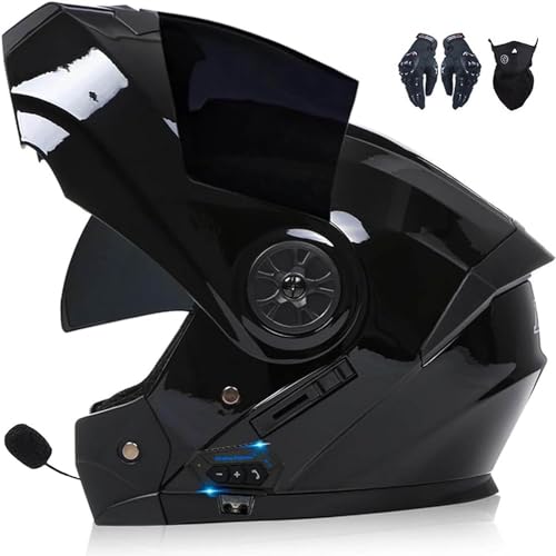 Casque intégral Bluetooth intégré avec double écran solaire pour trajet moto quotidien