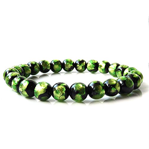 GOLD STONE] ホタルガラス ブレスレット 8mm ライトグリーン とんぼ玉