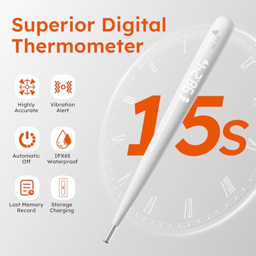 Image of Digital Thermometer for Adults and Kids, Fast Reading Digital Thermometer with LED Display, Medical Grade Rechargeable Oral Thermometer for Adults with Portable Charging Case and Fever Alarm