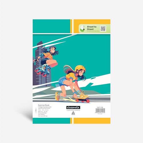 Image of Classmate ITC Exercise Notebook - 24 X 18 cm, Soft Cover, Four Lines - Pack of 12