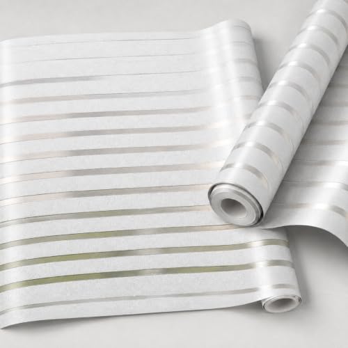 Image of Self Adhesive Window Privacy Film for Glass Windows & Doors | UV Blocking, Heat & Glare Reduction | Decorative Frosted Glass Film Easy to Apply (Frosted White Stripe, 24X100 Inch)