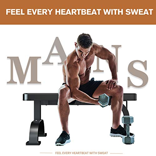 Murtisol Multifunctional Flat Weight Bench for Weight Training and Abdominal Exercise,Workout Excercise Fitness Bench,45.67''25.2''16.34'',Model 1212,Black