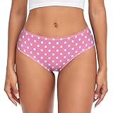 PBJCKAH Soft Underwear Women Briefs White Yellow Polka Dot Pink Breathable Ladies Hipster Panties L
