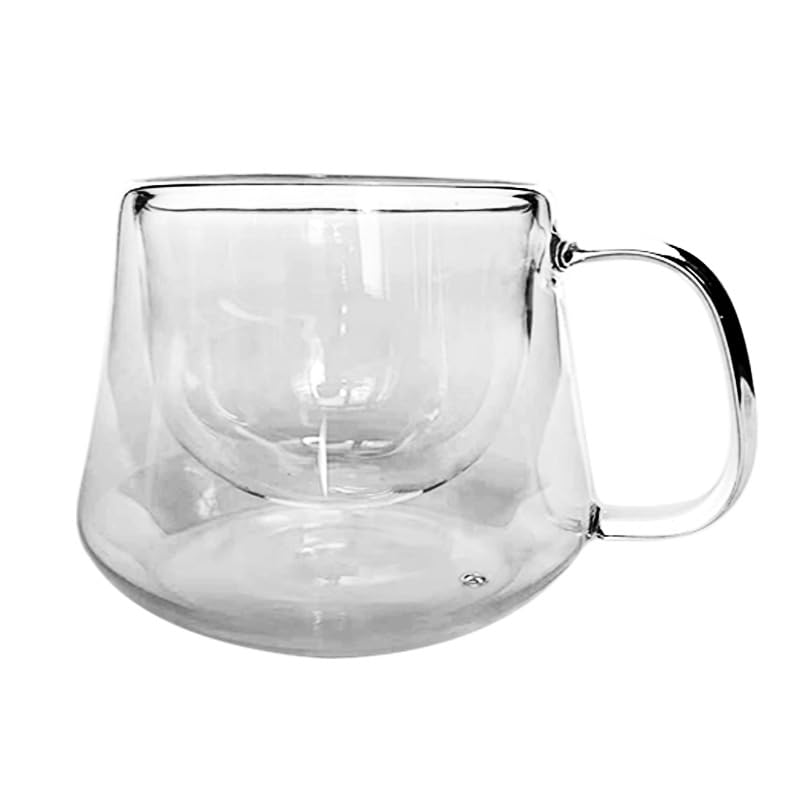 Ever Rich ® Double Wall Glasses - 200ml - Espresso Coffee - Tea - Cappuccino - Clear Glass Cups - Heatproof Insulated Glass (200ML DBL Wall)