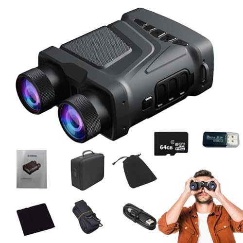 Binoculares térmicos de pantalla HD, binoculares de pantalla HD | Binoculares 4K ajustables de 5 en juego - Pantalla HD HD de alta claridad con pantalla grande de 3 pulgadas para seguridad y observaci