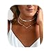 Boosic Layered Necklace Dainty Silver Tone Chokers Chain Necklace For Women