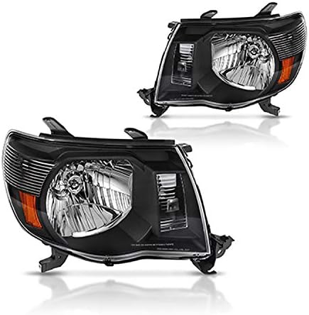 GOHATI Replacement Headlights Assembly GTYTC05-G2 for 2005-2011 Tocama Pickup with Black Housing Amber Reflector Clear Lens OE Style Headlamps for Driver and Passenger Side OE 81150-04163 81110-04163