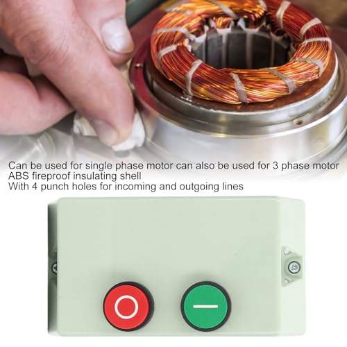 Fockety Magnetic Electric Motor Starter, 2.2KW Single Phase 220/230V 4KW 9‑13A IP55 Electric Motor Switch Motor Starter Overload