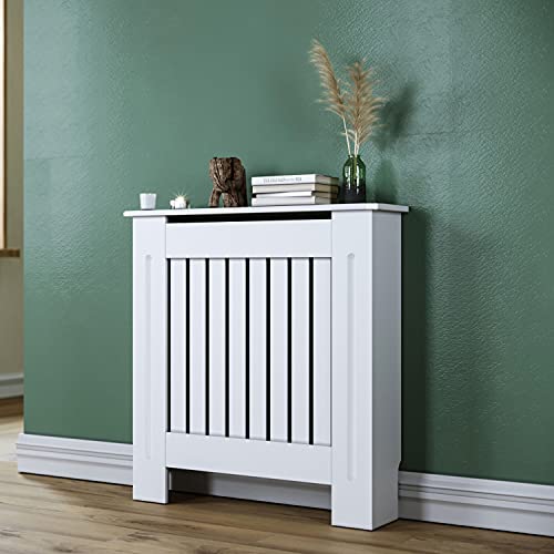 SUNXURY Revestimiento de radiador de madera, 78 x 19 x 81,5 cm, pequeño color blanco, para radiador viejo, cubierta de radiador mate lacado, diseño moderno