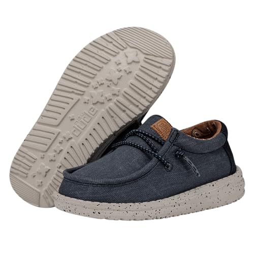 Image of HEYDUDE Wally Toddler Washed Canvas | Boy's Loafers | Boy's Slip On Shoes | Comfortable & Light Weight