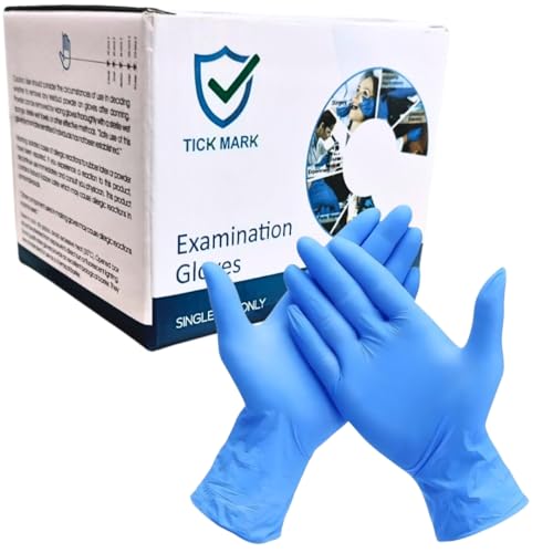 Image of Blue Nitrile Examination Gloves, Powder-Free, Latex-Free, Disposable Medical Gloves, Medium Size, 50 Count | Ideal for Medical, Food Handling, Laboratory, Salon & Cleaning
