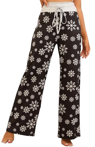 Image of Women Pajama Pants Comfy Lounge Wide Leg Casual Stretch Palazzo Drawstring Pj Bottoms Pants S-3XL