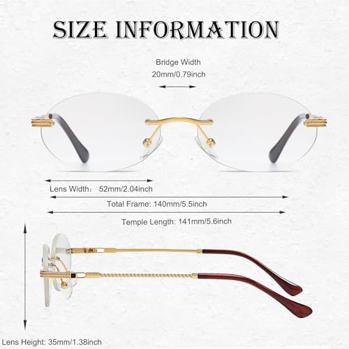 Retro Oval Sunglasses Rimless Small Round Glasses Frameless UV400 Men Women Fashion Shades3