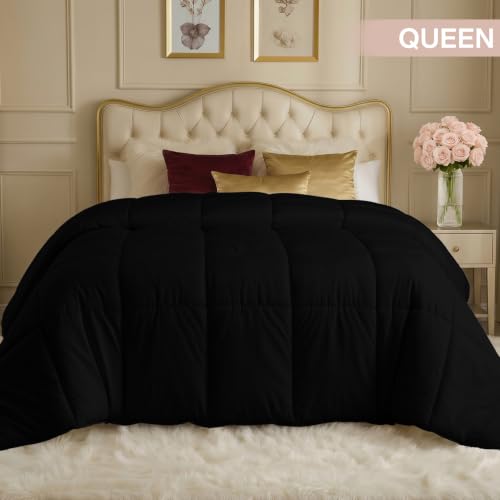 Image of Utopia Bedding All Season 250 GSM Comforter - Soft Down Alternative Comforter - Plush Siliconized Fiberfill Duvet Insert - Box Stitched (Full /Queen, Black)