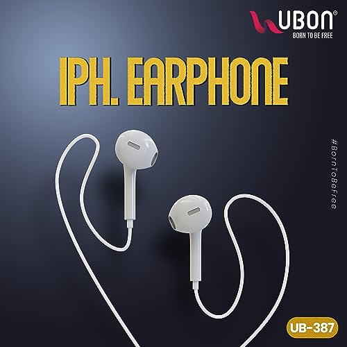 Image of UBON UB-387 in-Ear Wired Earphones with Lightning Connector, Built-in Microphone & Volume Control Buttons, Noise Isolating Calls, and Music Compatible for iPhone 14 /13 /12 /11 /XR /XS /X /8 /7