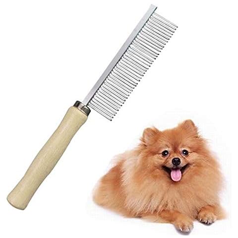 ppactvo Dog Grooming Brush Pet Brush Pet Single Row Steel Comb Pet Wood Handle Comb For Large, Medium And Small Dogs Cats Cover