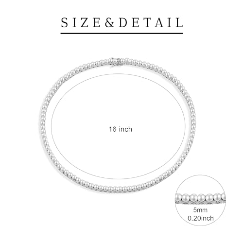 Elegant Dainty Pearl Choker Necklace for Women, Minimalist Tennis Style Pearl Collar, Bridal Statement Jewelry Gift4