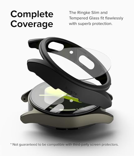 Image of Ringke Slim & Glass Compatible with Samsung Galaxy Watch 7 44mm Case [Combo] Anti-Scratch Hard PC Frame Protection Cover with HD Clear Tempered Glass Screen Protector - Matte Black