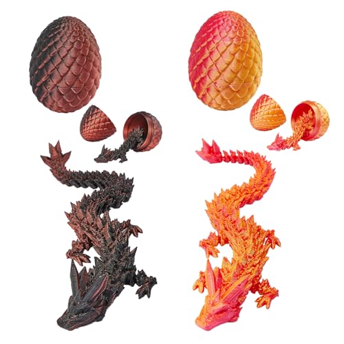Yizerel 2-Pack 3D Printed Dragon Easter Eggs with Fidget Toy