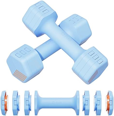 Fiar Adjustable Weight Dumbbells Set- A Pair 4lb 6lb 8lb 10lb (2-5lb Each) Free Weights Set for Home Gym Equipment Workouts Strength Training for Women, Men,Teens 3 Colors (Blue)