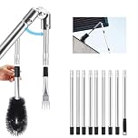 Gutter Cleaner 4M Telescopic Roof Gutter Cleaning Tools Kit with Adjustable Angle Pole Gutter Brush Scoop, for Removing Leaves, Debris & Spider Webs from Gardens Ditches Villas Townhouses 12Pcs