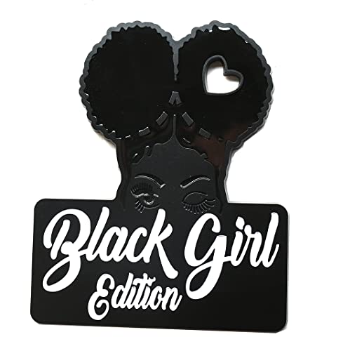 Image of Custom Black Girl Edition Car Badge Emblem Decals - Compatible Vehicles, Doors, Body, Fenders, Trunk - Stylish Dynamic Look (White)