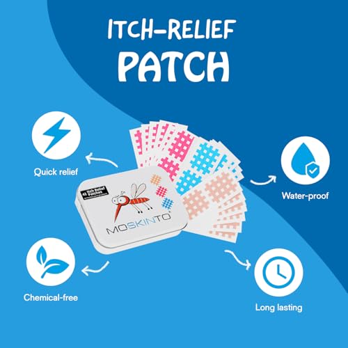 Moskinto Patch, Instant itch relief from Mosquito Bites, ticks, sandflies, Midges. Reduces swelling and is child friendly. Chemical free. 42 Patch family pack.