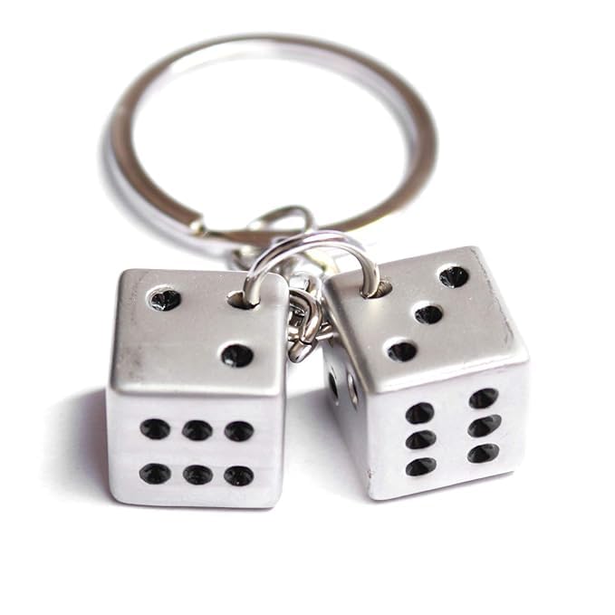 Iconic Keychains Ludo Double Dice Metal Keychain Stainless Steel Keychain For Men Women Key Chain