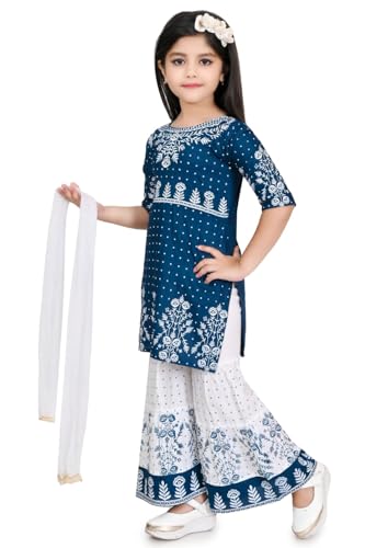 Image of Cotton Baby Girls Ethnic Rayon Kurta Sharara Set With Dupatta (Size 9 Months & Up To 10 Year)