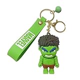 YXuan Car Keychain,Thor Hammer Key Chain，Cartoon dollMarvel Iron ManAvengers Logo Pewter Key Ring， Child Keychains for Men-Lanyard Key Chain with Detachable Alloy Metal Rings (Hulk)