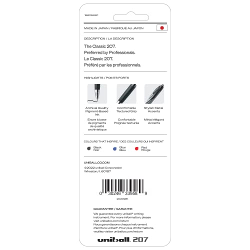 Image of uniball 207 Retractable Gel Pens, Medium Point (0.7mm), Assorted, 3 Pack