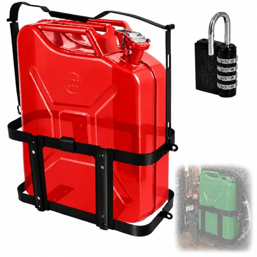 Jerry Gas Can Holder Rack with Combination Lock, Jerry Can Mount Holder Heavy Duty for 5 Gallon (20 Liter) Steel Jerry Can, Detachable Carrier Mount by MCCKLE