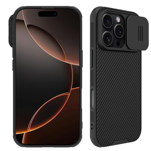 Image of Mangix for iPhone 16 Pro Max Case with Camera Cover,Slim Fit Thin Polycarbonate Protective Shockproof Cover with Slide Camera Cover, Upgraded Case for Phone 16 Pro Max 6.9inch 2024 Black
