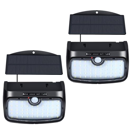 FOYTOKI Lámpara de Pared Solar 48 LED Sensor de Movimiento Desmontable Cable 25 M para Jardín Patio y Exterior 2 Unidades