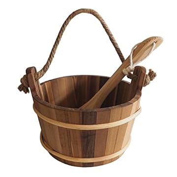 cedar sauna bucket and ladle