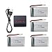 ZYGY 4pcs 3.7V 600mAh Lipo e Caricabatterie 4in1 per MJX X708 X708W X709 UDI U45 U45W U42 U42W SYMA X5C X5SW X5SC S5 S5C S5W E32HW SS40 FQ36 T32 T5W H42 CW4 Rc Quadcopter Drone Ricambi UAV Batterie