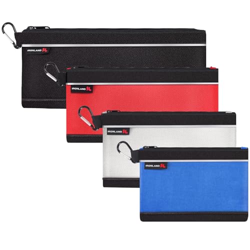IRONLAND Small Tool Pouches with Zipper Premium Small Tool Bags Waterproof 1680D Pouch Bags for Men Multipurpose Storage Organizer Premium Heavy duty 4 Pack pencil bag